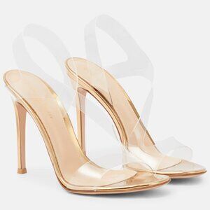 Gianvito Rossi Metropolis 105 PVC slingback sandals | Size: EU 38 | Rose gold